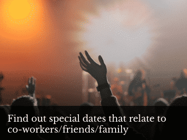 Find out special dates that relate to co-workers/friends/family